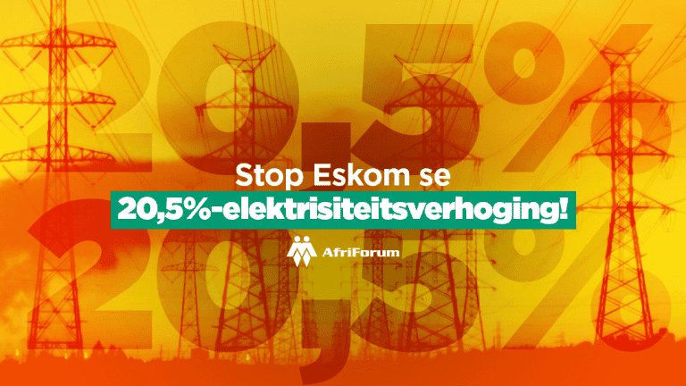 Stop Eskom se 20,5%-elekrisiteitsverhoging!