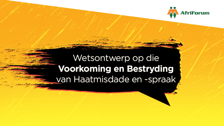 WETSONTWERP OP DIE VOORKOMING EN BESTRYDING VAN HAATMISDADE EN -SPRAAK