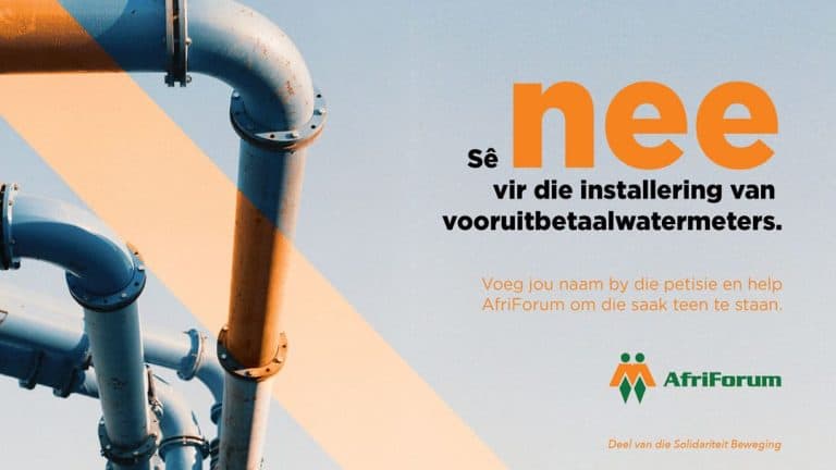 SÊ NEE VIR DIE INSTALLERING VAN METERS VIR VOORUITBETAALDE WATER