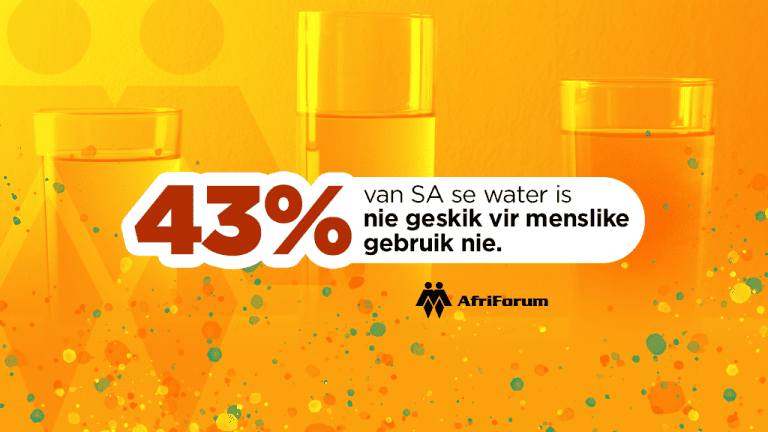 43% van SA se water is nie geskik vir menslike gebruik nie.